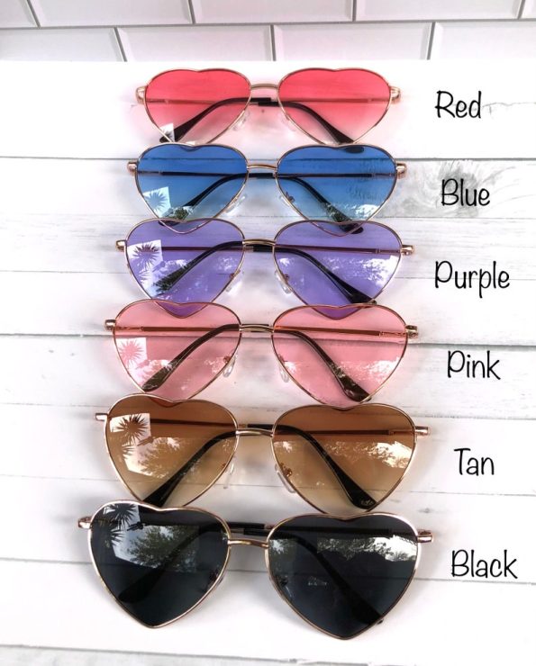 Heart Sunglasses, Colorful, Gold Metal Frame, Retro, Harry Styles, Bad Bunny, Unisex