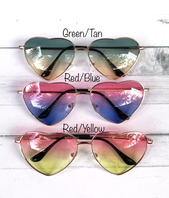 Heart Sunglasses, Colorful, Gold Metal Frame, Retro, Harry Styles, Bad Bunny, Unisex
