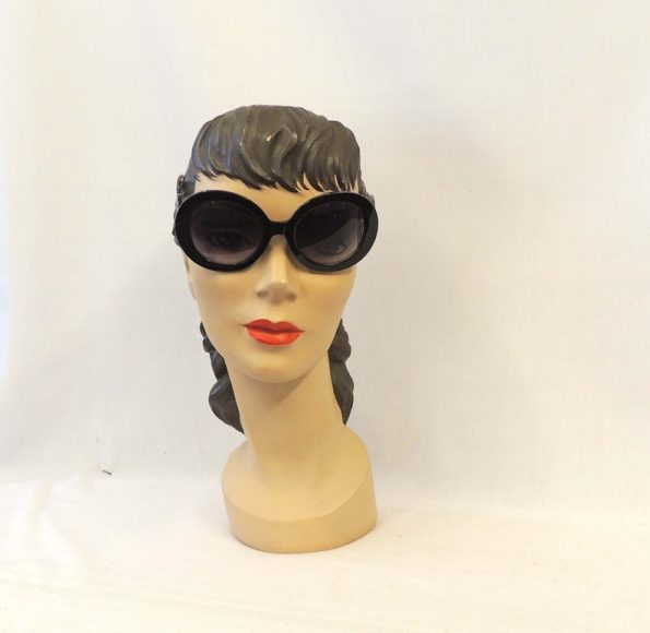 Ariana Black & Grey Tortoiseshell Large Oval Sunglasses Retro 1970’s 1980s style UV400
