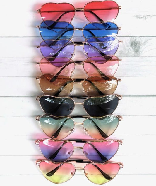 Heart Sunglasses, Colorful, Gold Metal Frame, Retro, Harry Styles, Bad Bunny, Unisex
